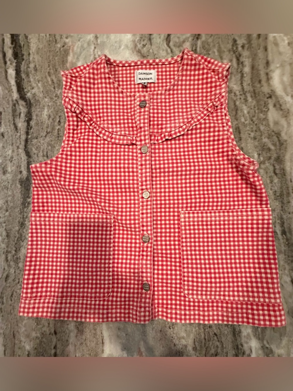 Damson Madder Women's Organic Cotton Gingham Check Vest/Top Size 14